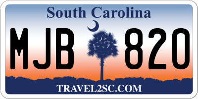 SC license plate MJB820
