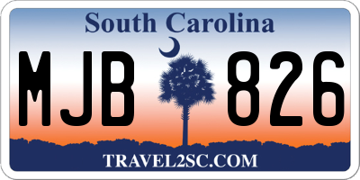 SC license plate MJB826