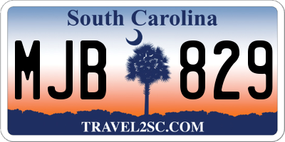 SC license plate MJB829
