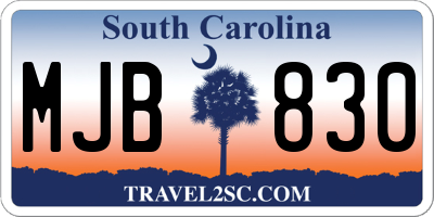 SC license plate MJB830