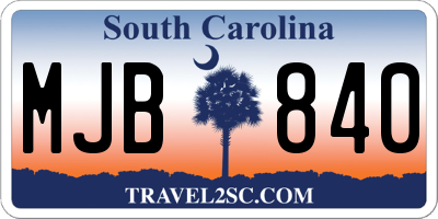 SC license plate MJB840