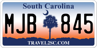 SC license plate MJB845