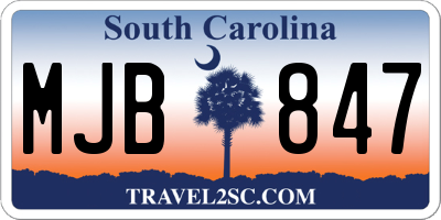 SC license plate MJB847