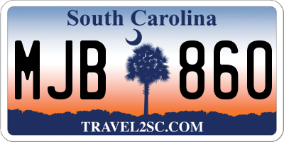 SC license plate MJB860