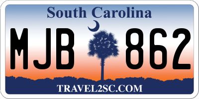 SC license plate MJB862