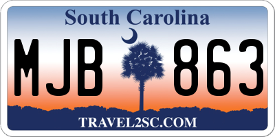 SC license plate MJB863