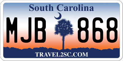 SC license plate MJB868