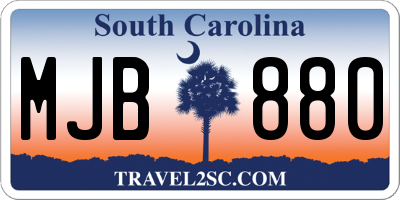 SC license plate MJB880