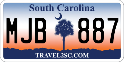 SC license plate MJB887