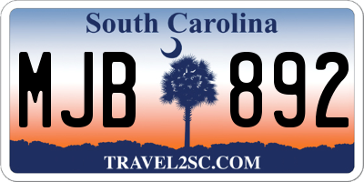 SC license plate MJB892