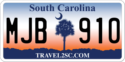 SC license plate MJB910