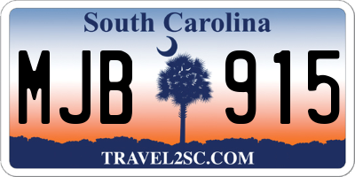 SC license plate MJB915