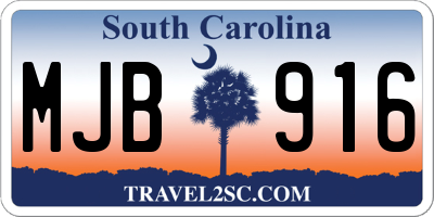 SC license plate MJB916