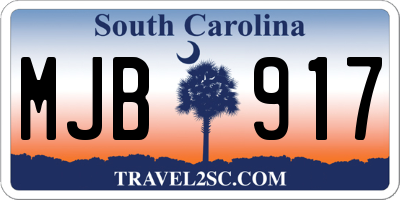 SC license plate MJB917