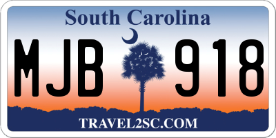 SC license plate MJB918