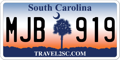 SC license plate MJB919