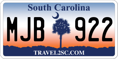 SC license plate MJB922