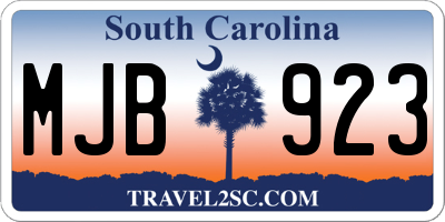SC license plate MJB923