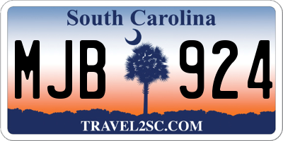 SC license plate MJB924