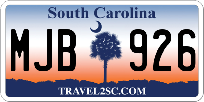 SC license plate MJB926