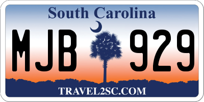 SC license plate MJB929