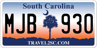 SC license plate MJB930