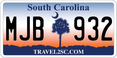 SC license plate MJB932