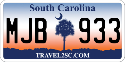 SC license plate MJB933