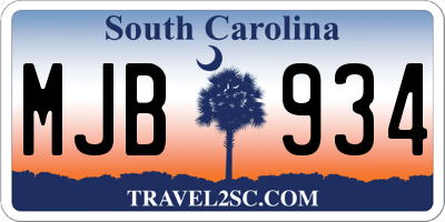 SC license plate MJB934