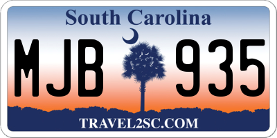 SC license plate MJB935