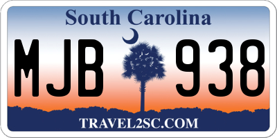 SC license plate MJB938