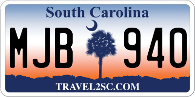 SC license plate MJB940