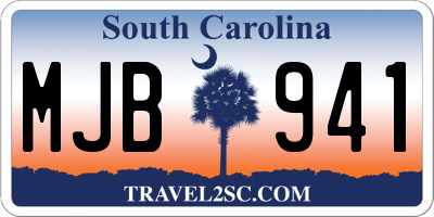 SC license plate MJB941