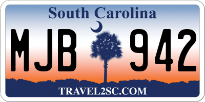 SC license plate MJB942