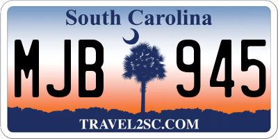 SC license plate MJB945