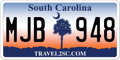 SC license plate MJB948