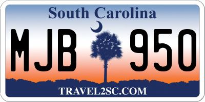 SC license plate MJB950