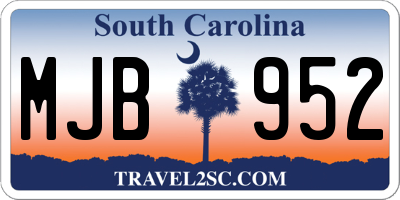 SC license plate MJB952