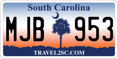 SC license plate MJB953