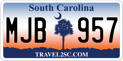 SC license plate MJB957
