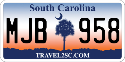 SC license plate MJB958