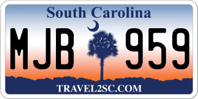 SC license plate MJB959