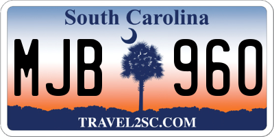 SC license plate MJB960