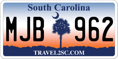 SC license plate MJB962