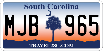 SC license plate MJB965
