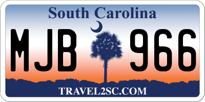 SC license plate MJB966