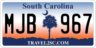 SC license plate MJB967