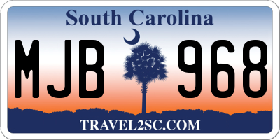 SC license plate MJB968