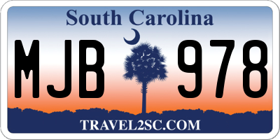 SC license plate MJB978