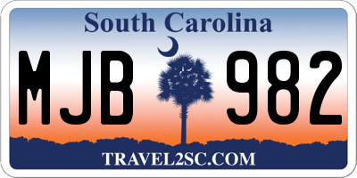 SC license plate MJB982